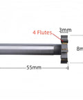 Heavy Duty 8mm HSS T Slot End Mill For Keyseat Cutting 6 Flutes 55mm Length 3mm Cutting Depth Straight Shank Keyway Cutter