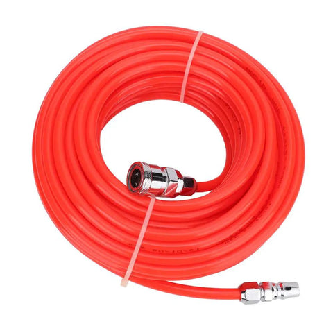 Heavy Duty 15 Meter Flexible Air Compressor Hose High Pressure Eva Pneumatic Tube For Auto Repair Workshop With Quick Male Female Connector Oil Resistant Wear Proof Build Works Great In Cold Weather And Handles Tough Jobs Without Breaking Down, coiled red