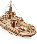 Wooden Mechanical Tugboat 3D Puzzle Model Construction Set With Gear Driven Motion Buildable Nautical Toy For Collectors And DIY Enthusiasts Ideal For STEM Learning And Creative Display, assembled wooden tugboat model