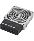 Built Like A Tank Industrial Air Heater And Dehumidifier Fan for Power Distribution Cabinets, aluminum heating core and fan unit.