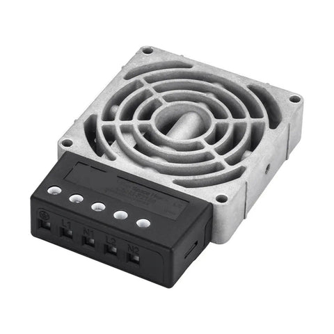 Built Like A Tank Industrial Air Heater And Dehumidifier Fan for Power Distribution Cabinets, aluminum heating core and fan unit.