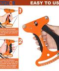 Spoke Tension Meter Tool Pro Grade Aluminum Alloy Bicycle Wheel Tension Gauge Indicator held by hand, orange, easy to use instructions.