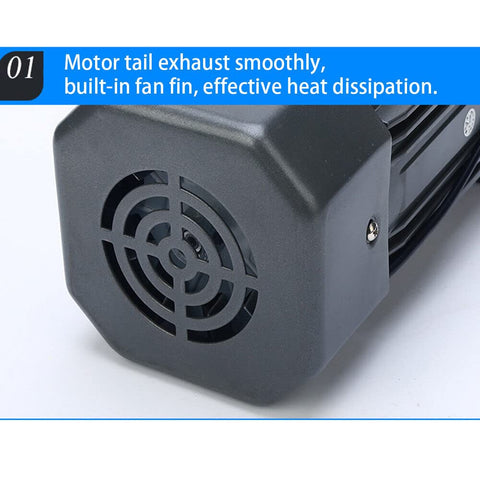 Rear view of AC Gear Motor Reducer 110V 120W 3K Single Phase with fan fin for effective heat dissipation