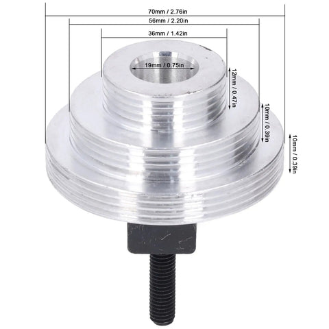 Mini Lathe Belt Transition Pulley With Spindle For MX 210 WM 210 dimensions diagram showing aluminum construction