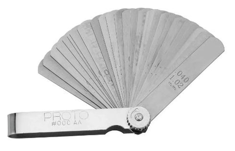 Pro Grade 25 Blade Master Feeler Gauge Set for Metalworking, blades 0.0015 - 0.040 inch, steel holder, USA made