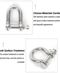 Heavy Duty Stainless Steel Shackle M22-M38 Screw Pin Anchor Bow Shackle For Rigging And Lifting Chains Wirerope Load Bearing 304 Stainless Steel Corrosion Resistant And Easy To Use, highlighting material and finish