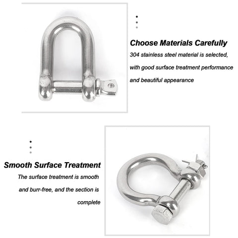 Heavy Duty Stainless Steel Shackle M22-M38 Screw Pin Anchor Bow Shackle For Rigging And Lifting Chains Wirerope Load Bearing 304 Stainless Steel Corrosion Resistant And Easy To Use, highlighting material and finish