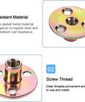 Hardcore 12 Piece Pack Of 5/16-18 Brad Hole Tee Nuts In Rust Resistant Zinc Plated Carbon Steel showing a close-up of a tee nut with clear threads.