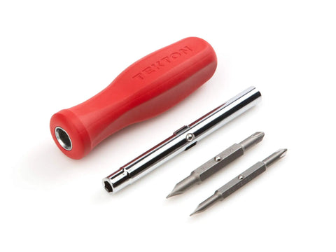 Six In One Phillips And Slotted Multi Bit Driver Kit With Handy Compact Handle And Nut Driver Bit Tube includes bits