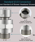 Shower Head Swivel Ball Adapter With Solid Brass Universal Angle Connector For Heavy Duty Durability, No Leak Performance, High Pressure Safe, Corrosion Resistant, No Fuss Install, Universal Fit, G1/2 52.5mm