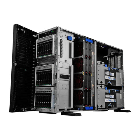 Bulletproof Enterprise Tower Server Built Different To Crush Heavy Workloads With Dual Xeon Processors And Massive Ddr5 Memory Plus Rock Solid Sas Ssd Storage And Windows Server 2022 Standard Preloaded For Seamless Virtualization Reliable Management, showcasing internal components.