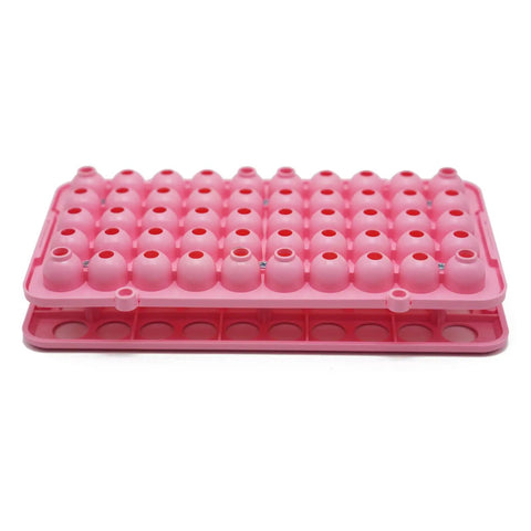 Pink 50 Hole Plastic Test Tube Rack With Silicone Pad Bottom Detachable Holder For 5ml 10ml And 15ml Centrifuge Tubes 18mm Hole Diameter