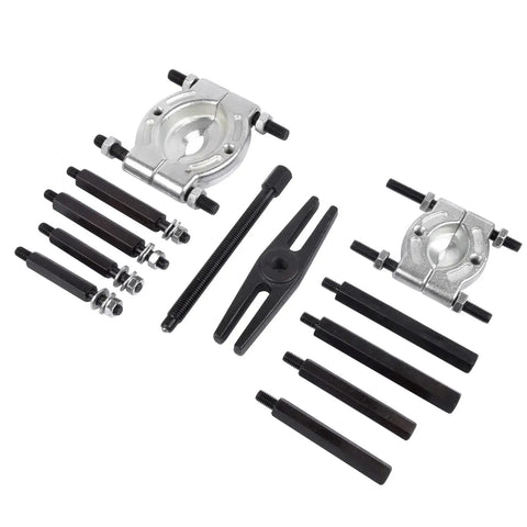 Beefy 12 Piece Bearing Puller Set With 5 Ton Capacity And 2 Inch And 3 Inch Jaws Wheel Hub Axle Puller Kit components displayed