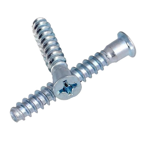 Tough As Nails M7 X 38 Mm Countersunk Flat Head Confirmation Screws For Furniture Builds Zinc Plated Phillips Wood Self Tapping Fasteners 5 Pack Pro Shop Edition, showing two screws