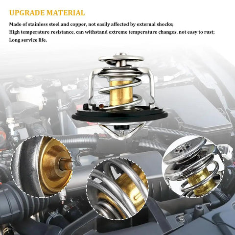 Top Tier Engine Coolant Thermostat With Heavy Duty Gasket Compatible With Honda Civic Crv Crz showing stainless steel and copper construction.