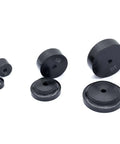 Three Piece Hole Punch And Flare Tool Set With Dimple Plate Dies In Black for 16 Gauge Steel, showing multiple black circular dies.