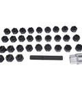 Premium 32Pcs Wheel Locking Nut Key Kit For Mercedes Benz And More Anti-Theft Lug Removal Tool Set Spline Adapter Socket With Versatile Design To Keep Your Rims Safe And Stop Thefts From Happening., 32 black metal wheel lock sockets, adapter and punch tool