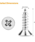 Top Shelf 200 Piece Pack Of Size Six By Half Inch Phillips Countersunk Flat Head Wood Screws Heavy Duty 304 Stainless Steel Self Tapping Fasteners detailed view