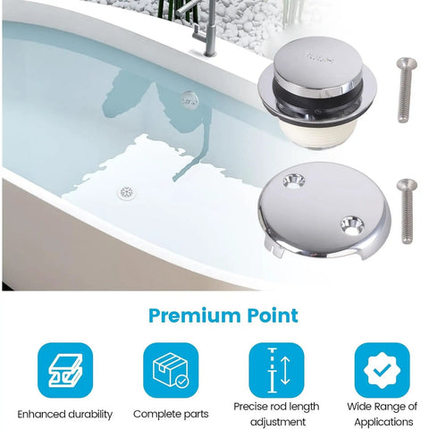 Stainless Steel Bath Tub Drain Replacement Set Bath Tub Accessories Drain Stopper for Long Terms Replacement Set displayed in a modern bathtub.