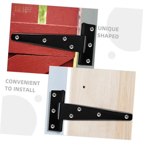 Eight Piece 5 Inch Black Painted Galvanized Metal T Hinges Weld On Slip Joint For Outdoor Doors Sheds Cabinets And Chests