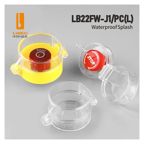 Waterproof And Dustproof Emergency Stop Button Protective Cover With Keyhole Design featuring shield fit for 16mm 19mm and 22mm buttons.