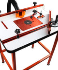 Rock Solid Mdf Router Table Top With Smooth Melamine Finish Provides Dead Flat Precision For Big Block Woodworking Builds Constructed Ridiculously Tough For Daily Shop Grind 32 By 24, features adjustable clamps and dust port.