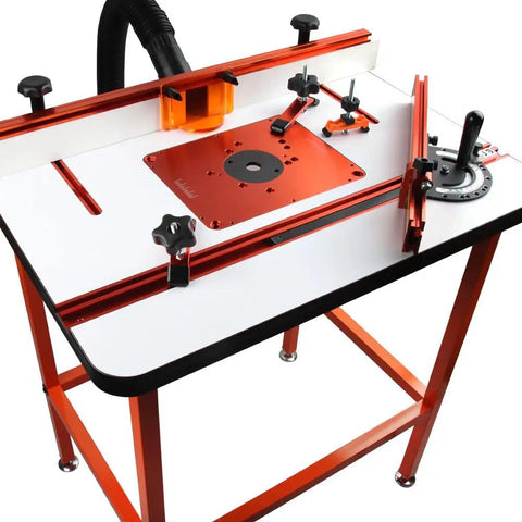 Rock Solid Mdf Router Table Top With Smooth Melamine Finish Provides Dead Flat Precision For Big Block Woodworking Builds Constructed Ridiculously Tough For Daily Shop Grind 32 By 24, features adjustable clamps and dust port.