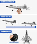 Three take-off methods for F22 Style 4 Channel RC Airplane With Xpilot Stabilization System Beginner Friendly Aerobatic Remote Control Plane.