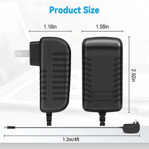 AC DC Adapter For Sewing Machines 6V Power Supply with 1.2M Cord showing dimensions 2.92in x 1.58in x 1.18in