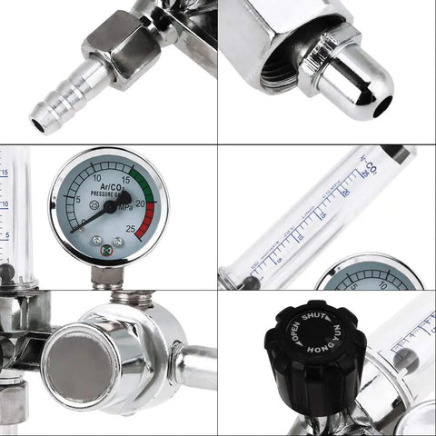 Heavy Duty Welding Pressure Regulator For Argon Gas Keeps Output Steady From 0 To 25 MPa with G5/8 Connection and flow gauge details