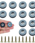 Heavy Duty Screw On Furniture Glides Built Damn Tough Slide Like Butter PTFE Teflon Chair Leg Floor Protectors For Hardwood Carpet And Tile Floors 1 Inch 12 Piece Set with screws displayed.