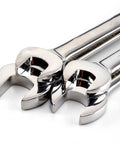 Close-up of 12 Piece Ratchet Spanner Set with 180 Degree Pivoting Head for Tight Spaces, chrome vanadium steel, durable anti-rust wrenches