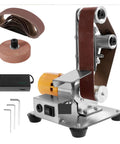 Compact Mini Electric Belt Sander For Desktop Woodworking Use sharpens knives with multi-functional abrasive wheel and tools.