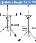 Youeon Heavy Duty Double Braced Snare Drum Stand With Stick Holder Fits 10 14 Inch Kicks Adjustable Height 14.5 to 23 inches.