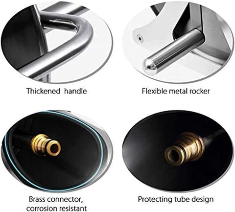 Detailed view of features on Heavy Duty Stainless Steel Garden Hose Reel With Included 35 Meter Hose Slick Wall Or Floor Mount.