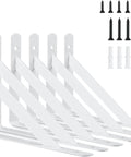 12 Inch Heavy Duty L Shelf Brackets Set Of 6 for DIY floating shelves, 90 degree metal supports with screws in white finish