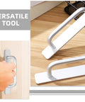 Four Pack Aluminum Door Pull Handles For Sliding Doors And Cabinets With Wear Resistant Adhesive Mount shown on a cabinet.