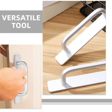 Four Pack Aluminum Door Pull Handles For Sliding Doors And Cabinets With Wear Resistant Adhesive Mount shown on a cabinet.