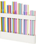 Slick Silicone Straw Holder For Cabinet Door Sturdy Reusable Straw Organizer And Dispenser BPA Free with colorful straws.