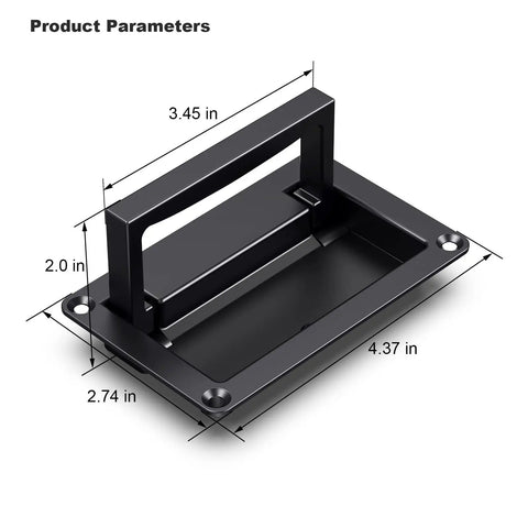 Heavy Duty Zinc Alloy Recessed Flush Pull Handle With Slick Matte Black Finish For Cabinets Drawers And Toolboxes Measuring 4.35 X 2.72 Inches Built Like A Tank For Daily Work dimensions and layout