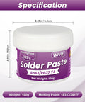 Pro Grade Sn63 Pb37 Solder Paste With T4 20-38 Micron Particles And 183 C Melting Point For Electronics PCBs And BGA Soldering No Clean Flux Ready To Use 100G dimensions label