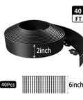 No Dig Garden Edging Border 2 Inches Tall 40 Feet Long Flexible Plastic With 40 Stakes for gardens and lawns