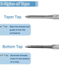Image showing taper tap and bottom tap from 10 Piece Metric Hand Tap Set M1.6 X 0.35 H2 Thread Taper And Bottom Tap For Precision Threading.
