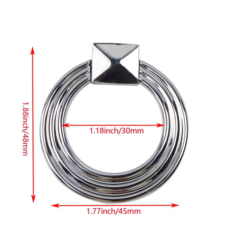 Polished Silver Cabinet Ring Pulls 1.77 Inch Diameter Round Drop Handles For Cabinets And Drawers Pack Of 4 Zinc Alloy Rust Resistant Single Hole Design 3.5mm Bore Fits Cabinet Doors Drawer Fronts Cupboards And Furniture, detailed measurements shown
