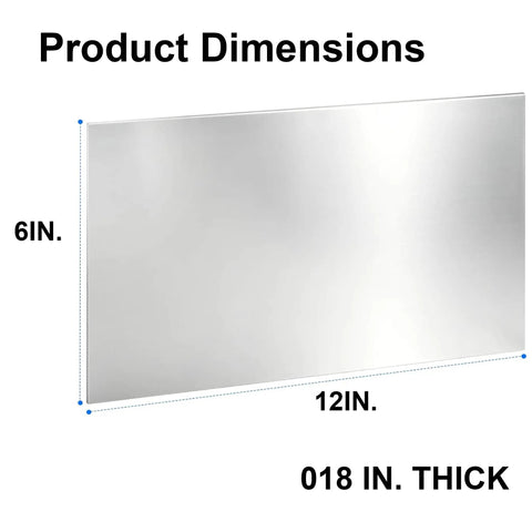 430 Stainless Steel Sheet 0.018 Inch Thick 6 By 12 Inch Precision Metal Panel Dimensions Illustration