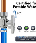 Built Tough Heavy Duty Chrome Plated Brass Straight Stop Valve One Half Inch PEX To Three Eighths Inch Compression Quarter Turn Shut Off Valve