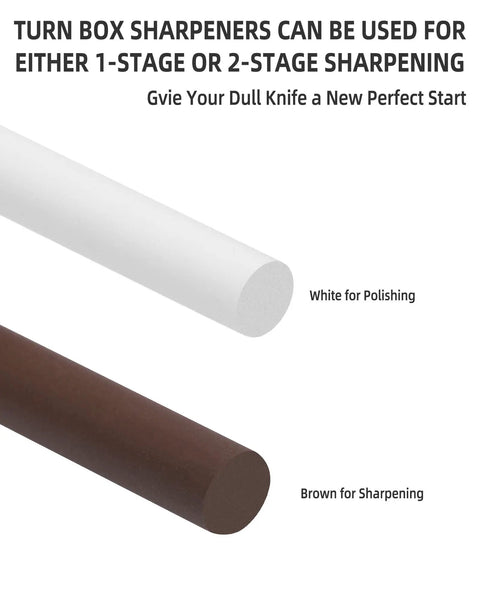 4 Rod Ceramic Sharpener Kit With Turn Box showing white polishing and brown sharpening rods