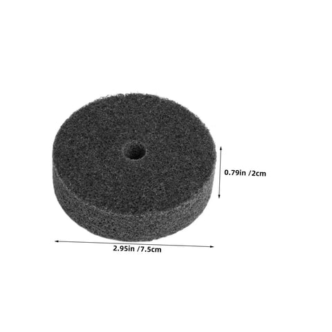 6pcs Nylon Buffing Wheels 75mm With 10mm Hole For Metal Polish And Car Burnishing Discs shown from above, demonstrating size and hole.