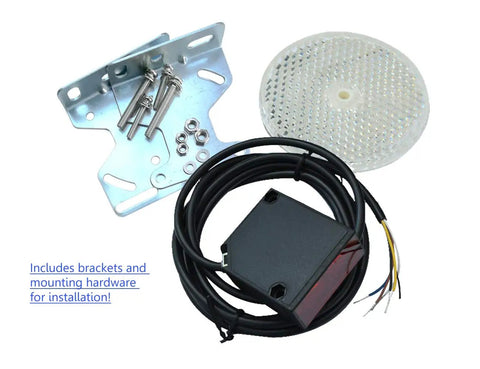 IP67 Waterproof Photoelectric Beam Sensor for Gates and Garage Doors with mounting hardware and bracket