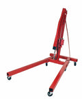 No Sweat Folding Air Hydraulic Engine Hoist Cherry Picker Shop Crane Heavy Duty Rig with solid steel casters.